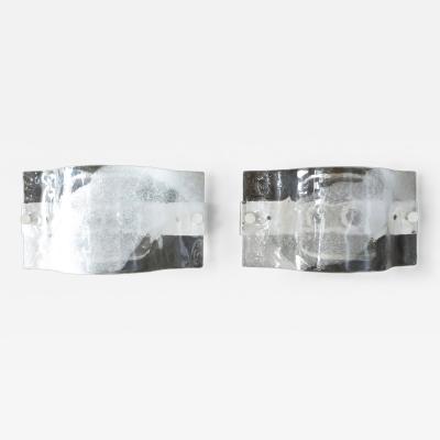 Carlo Nason Carlo Nason for Mazzega Wall Sonces Italian Cast Murano Glass Clear White Enamel