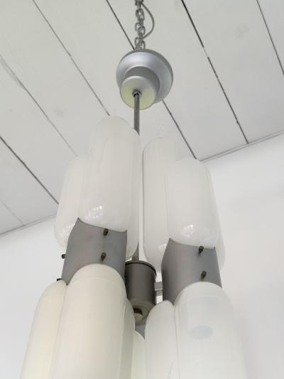 Carlo Nason Chandelier Torpedo Murano Glass Metal by Carlo Nason for Mazzega Italy 1970s