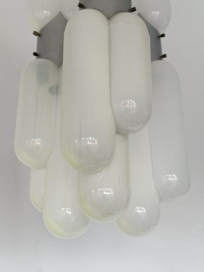 Carlo Nason Chandelier Torpedo Murano Glass Metal by Carlo Nason for Mazzega Italy 1970s