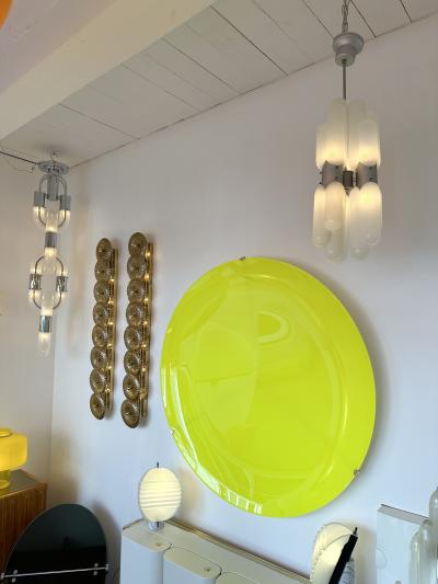Carlo Nason Chandelier Torpedo Murano Glass Metal by Carlo Nason for Mazzega Italy 1970s