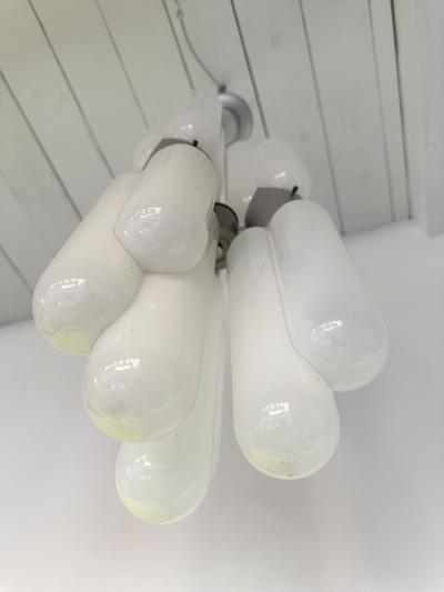 Carlo Nason Chandelier Torpedo Murano Glass Metal by Carlo Nason for Mazzega Italy 1970s
