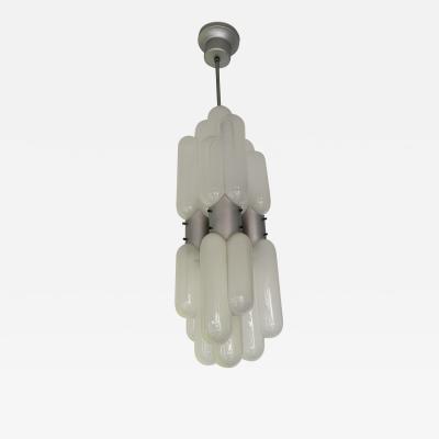 Carlo Nason Chandelier Torpedo Murano Glass Metal by Carlo Nason for Mazzega Italy 1970s