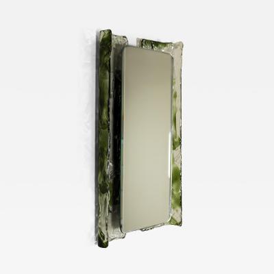 Carlo Nason Green Backlit Mirror in Murano and Metal by Carlo Nason for Mazzega Italy 1970s