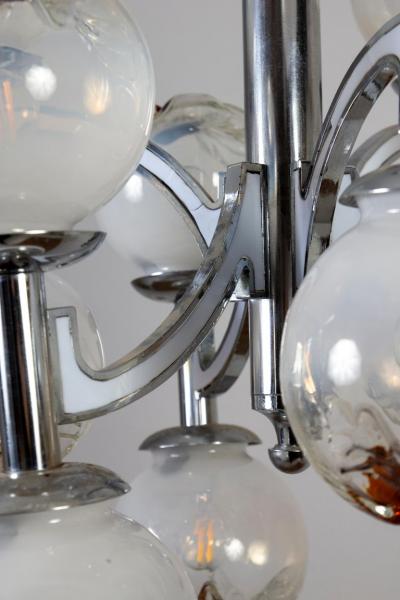 Carlo Nason Italian Mazzega Design Carlo Nason Snowball Murano Chandelier 1960