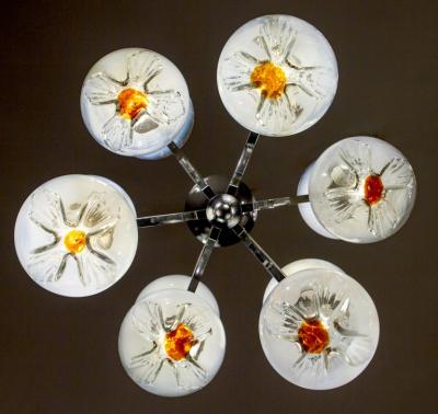 Carlo Nason Italian Mazzega Design Carlo Nason Snowball Murano Chandelier 1960