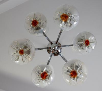 Carlo Nason Italian Mazzega Design Carlo Nason Snowball Murano Chandelier 1960