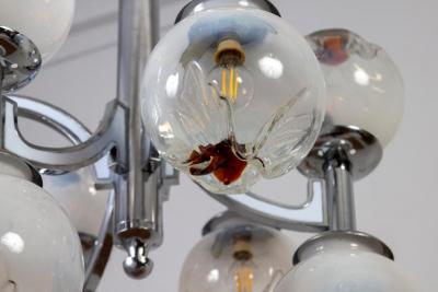 Carlo Nason Italian Mazzega Design Carlo Nason Snowball Murano Chandelier 1960