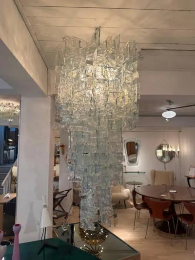 Carlo Nason Large Carlo Nason for Mazzega opalescent Murano glass chandelier