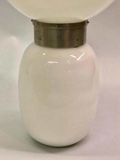 Carlo Nason Large Italian Mid century Modern White Blown Glass Table Lamps Carlo Nason