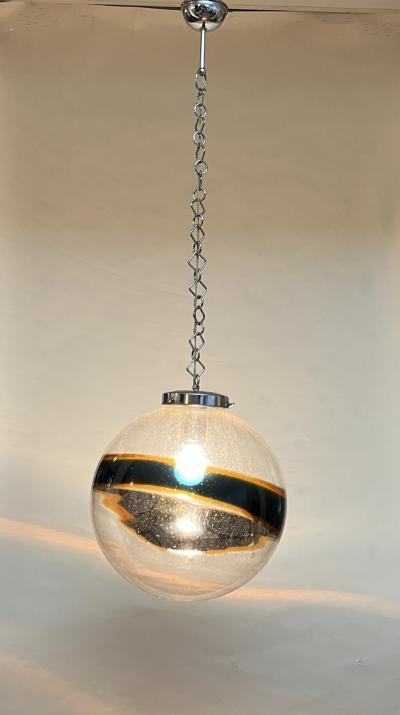 Carlo Nason Mazzega Chandelier with Abstract Colored Band by Carlo Nason 1970 Italy