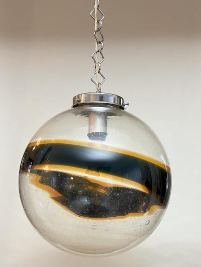 Carlo Nason Mazzega Chandelier with Abstract Colored Band by Carlo Nason 1970 Italy