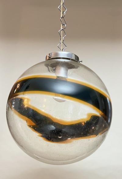 Carlo Nason Mazzega Chandelier with Abstract Colored Band by Carlo Nason 1970 Italy