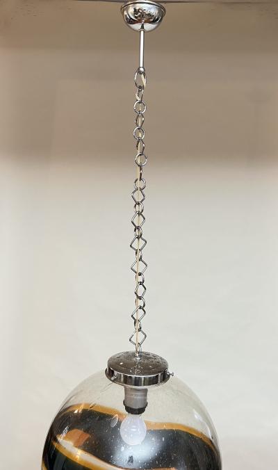 Carlo Nason Mazzega Chandelier with Abstract Colored Band by Carlo Nason 1970 Italy