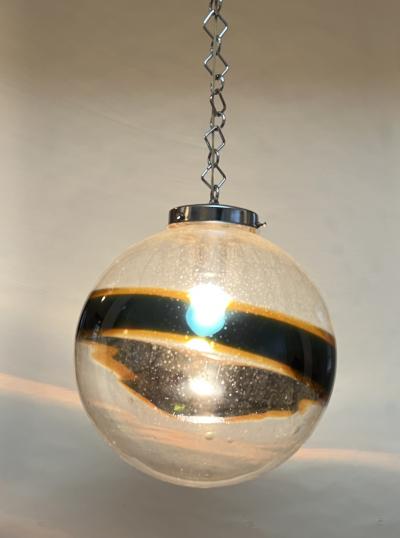 Carlo Nason Mazzega Chandelier with Abstract Colored Band by Carlo Nason 1970 Italy