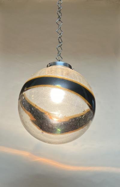 Carlo Nason Mazzega Chandelier with Abstract Colored Band by Carlo Nason 1970 Italy