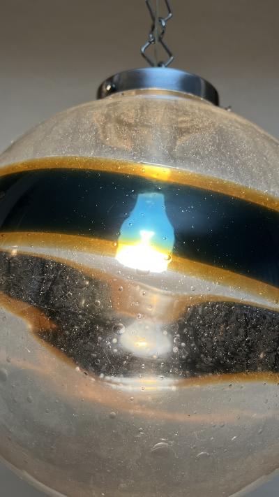 Carlo Nason Mazzega Chandelier with Abstract Colored Band by Carlo Nason 1970 Italy