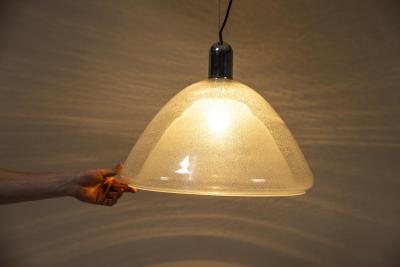 Carlo Nason Mazzega Pendant Lamp in Bullicante Murano Glass by Carlo Nason Italy 1970s