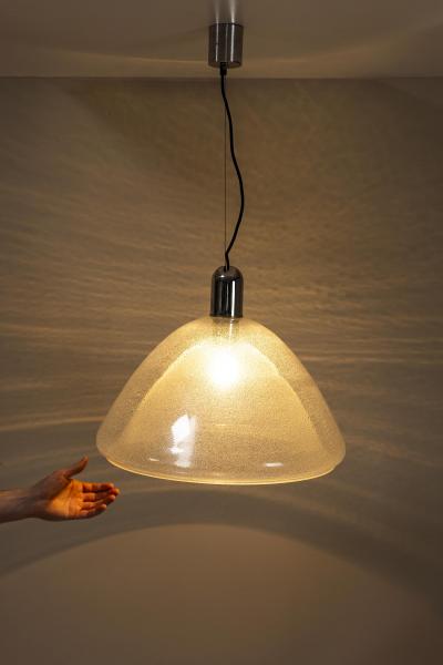 Carlo Nason Mazzega Pendant Lamp in Bullicante Murano Glass by Carlo Nason Italy 1970s