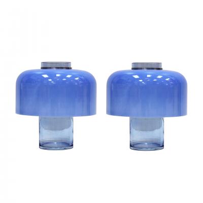 Carlo Nason Mid Century Modern Blue Table Lamps Designed by Carlo Nason in Murano Glass