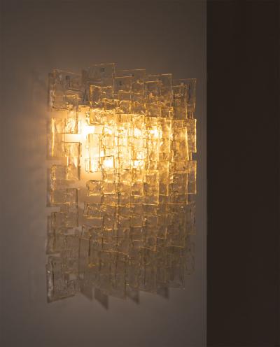 Carlo Nason Mid Century Wall Lamp by Carlo Nason Sculptural Lace Glass Italy 1970s