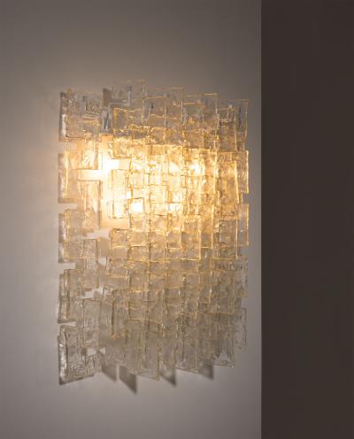 Carlo Nason Mid Century Wall Lamp by Carlo Nason Sculptural Lace Glass Italy 1970s