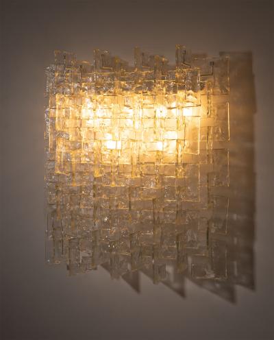 Carlo Nason Mid Century Wall Lamp by Carlo Nason Sculptural Lace Glass Italy 1970s