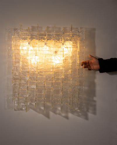 Carlo Nason Mid Century Wall Lamp by Carlo Nason Sculptural Lace Glass Italy 1970s