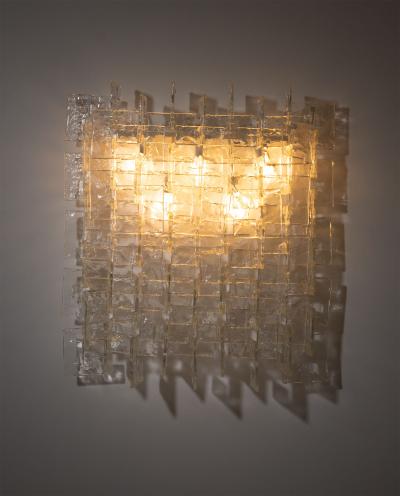 Carlo Nason Mid Century Wall Lamp by Carlo Nason Sculptural Lace Glass Italy 1970s