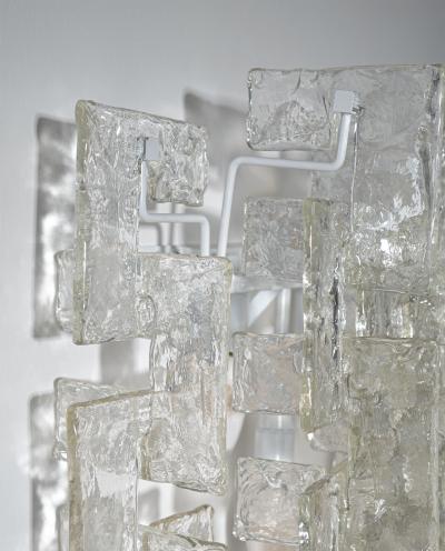 Carlo Nason Mid Century Wall Lamp by Carlo Nason Sculptural Lace Glass Italy 1970s