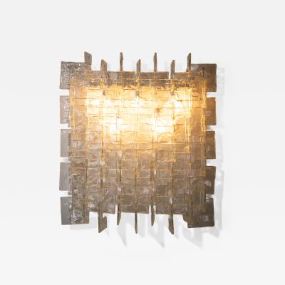 Carlo Nason Mid Century Wall Lamp by Carlo Nason Sculptural Lace Glass Italy 1970s