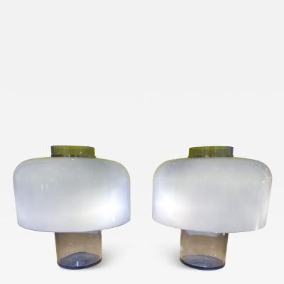 Carlo Nason Pair of Blue Murano Glass Lamps LT226 by Carlo Nason Italy 1970s