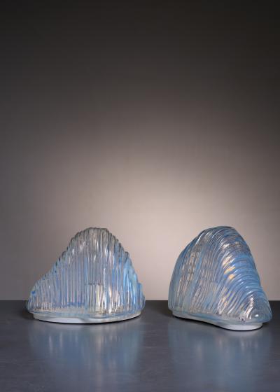 Carlo Nason Pair of Carlo Nason Iceberg table lamps for Mazzega