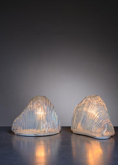 Carlo Nason Pair of Carlo Nason Iceberg table lamps for Mazzega