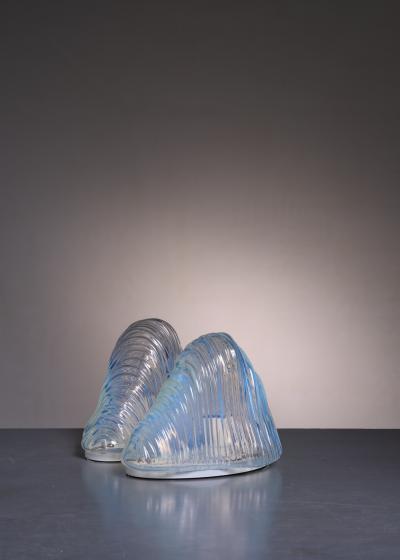Carlo Nason Pair of Carlo Nason Iceberg table lamps for Mazzega