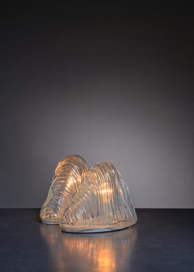 Carlo Nason Pair of Carlo Nason Iceberg table lamps for Mazzega