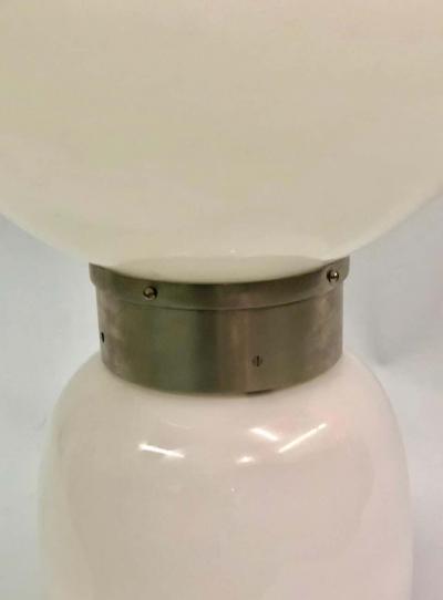 Carlo Nason Pair of Large Italian Radical Design Mid century White Murano Glass Table Lamps