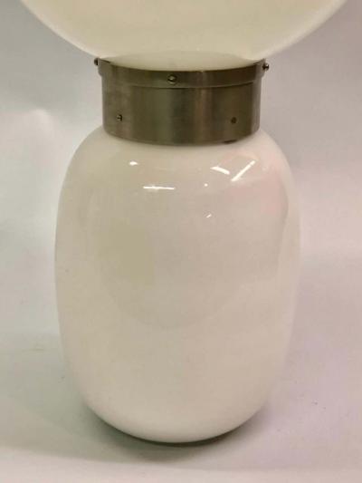 Carlo Nason Pair of Large Italian Radical Design Mid century White Murano Glass Table Lamps