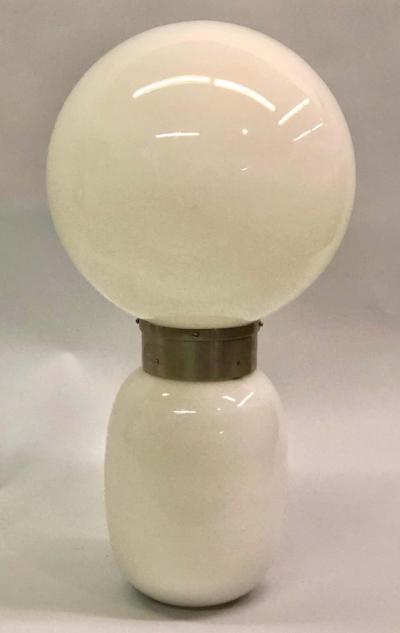 Carlo Nason Pair of Large Italian Radical Design Mid century White Murano Glass Table Lamps