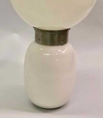 Carlo Nason Pair of Large Italian Radical Design Mid century White Murano Glass Table Lamps