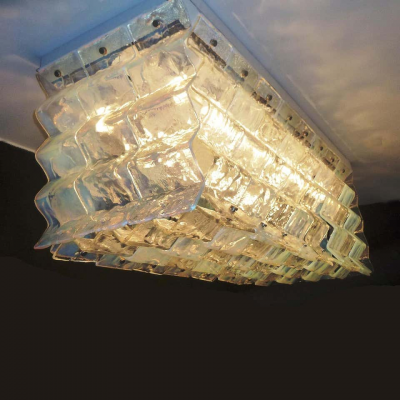 Carlo Nason Pair of Large Murano Glass Ceiling Lights by Carlo Nason for Mazzega 1970s