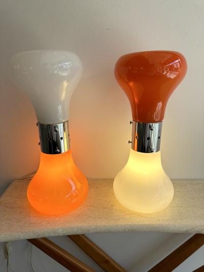 Carlo Nason Pair of Murano Glass Birillo Lamps by Carlo Nason for Mazzega Italy 1970s