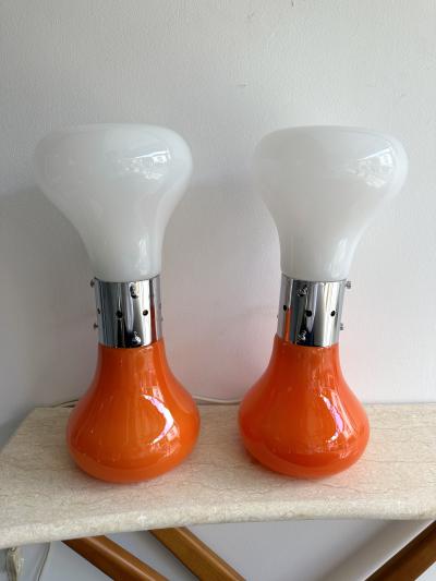 Carlo Nason Pair of Murano Glass Birillo Lamps by Carlo Nason for Mazzega Italy 1970s