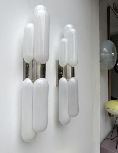 Carlo Nason Pair of Torpedo Murano Glass Sconces by Carlo Nason for Mazzega Italy 1970s