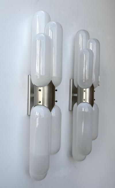 Carlo Nason Pair of Torpedo Murano Glass Sconces by Carlo Nason for Mazzega Italy 1970s
