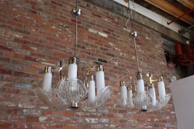 Carlo Nason Pair of Vintage Italian Headlight Chandeliers by Carlo Nason for Mazzega