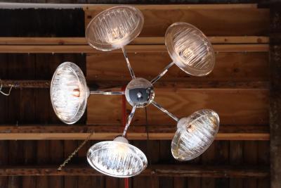 Carlo Nason Pair of Vintage Italian Headlight Chandeliers by Carlo Nason for Mazzega