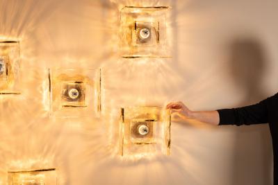 Carlo Nason Set of Six LP257 Wall Lamps by Carlo Nason for Mazzega Italy 1970s