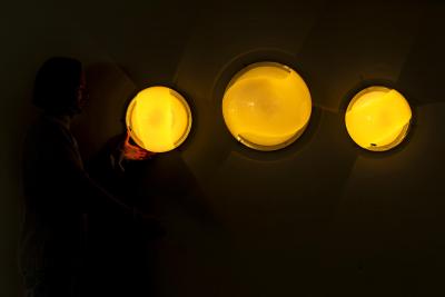 Carlo Nason Set of Three Carlo Nason LP 245 244 Wall Lamps Italy 1970s