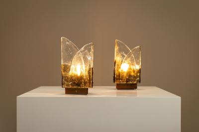 Carlo Nason Set of Two LT 372 Leaf Table Lamps by Carlo Nason Italy 1970s