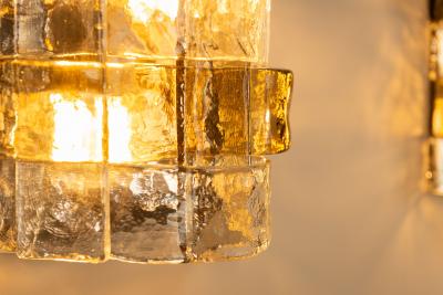 Carlo Nason Three LP277 Wall Lamps by Carlo Nason in Tobacco and Crystal Glass for Mazzega